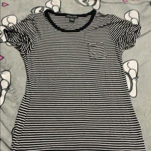 Black and White striped shirt.